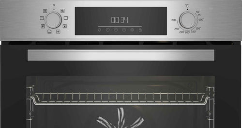 Beko BBIM12300X b300 Einbau-Backofen, 60 cm Backofen, 72 l Volumen, Dampfreinigung SteamShine, 8 Heizarten, AeroPerfect für gleichmäßiges Backen, Multifunktionsofen, Edelstahl