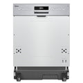Midea SI 3.60N wi Geschirrspüler 60 cm Teilintegriert, 13 Maßgedecke, Halbintegrierter Spülmaschine mit WiFi, Extra Trocknung, 7 Programme, 49dB, 0~24 Startverzögerung - Inox