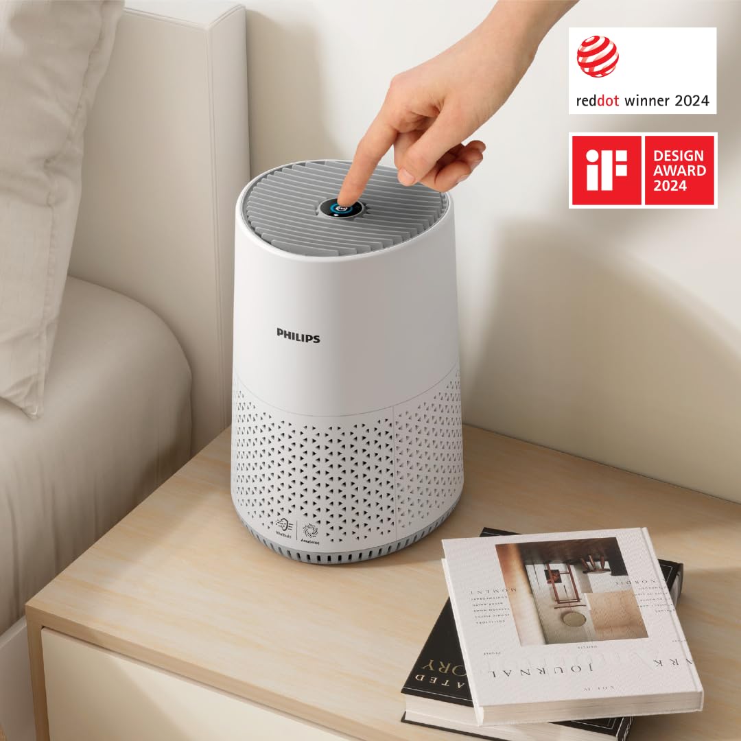 Philips Luftreiniger 600-Serie, energieeffizient mit Smart Sensor, Für Allergiker, HEPA-Filter entfernt 99,97% der Schadstoffe, Deckt bis zu 44 m2 ab, App-Steuerung, Weiß (AC0651/10)