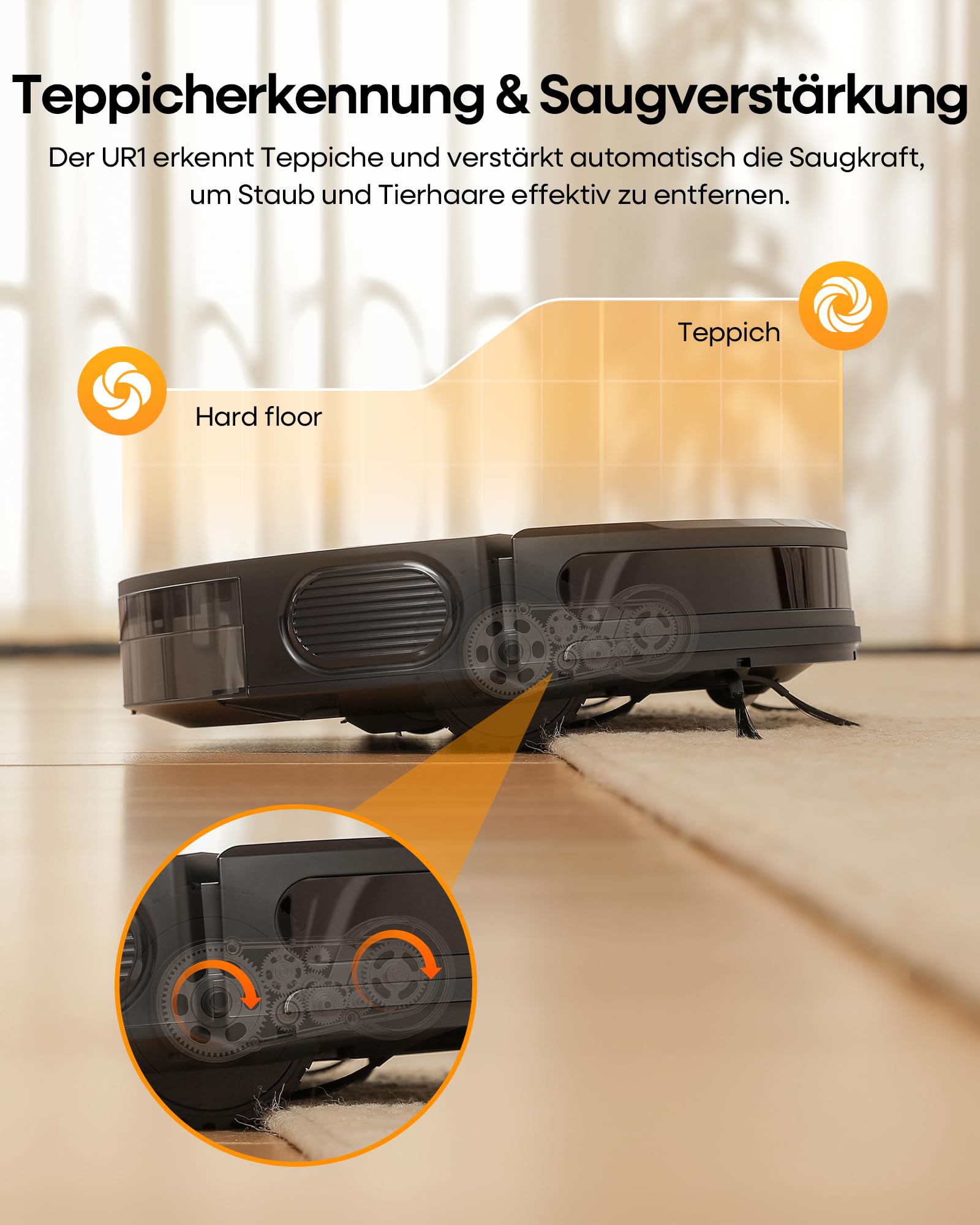 uninell Saugroboter mit Wischfunktion 5000Pa, Staubsauger Roboter 3 in 1 mit 180Min Laufzeit, Staubsaugroboter mit Auto-Teppich-Boost Roboterstaubsauger für Tierhaare Teppich Böden, APP Steuerung