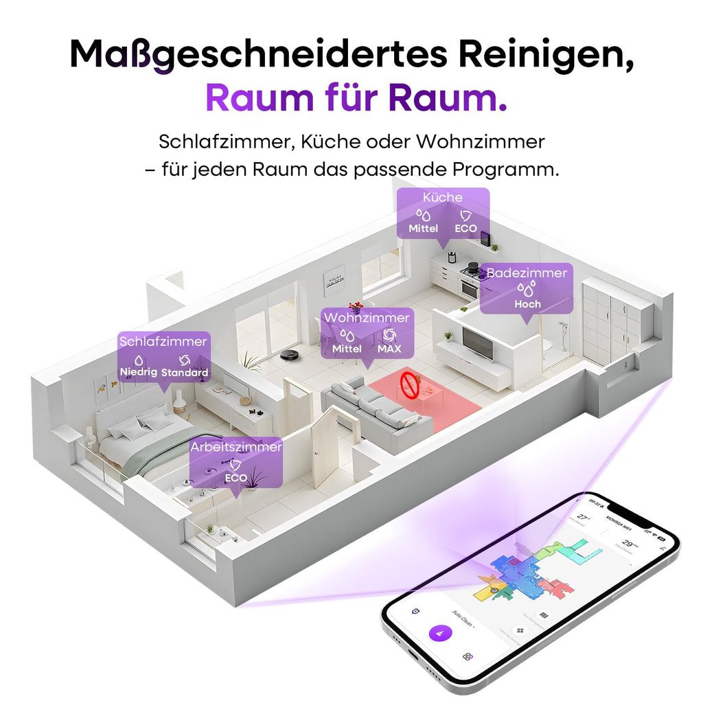 MONSGA Saugroboter mit Wischfunktion,5000Pa Saugkraft,180Min Laufzeit,Anti-Tangle-System,LiDAR Navigation, Staubsauger Roboter für Teppich, Tierhaare, APP & Fernbedienung Steuerung (Schwarz)