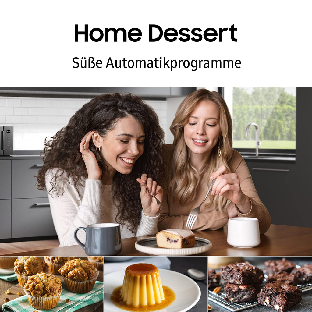 Samsung MS23DG4504AGE1 Solo-Mikrowelle ohne Grill, 23 l, 800 W, Home Dessert, Quick Defrost, Healthy Cooking, Warmhaltefunktion, Schwarz Edelstahl