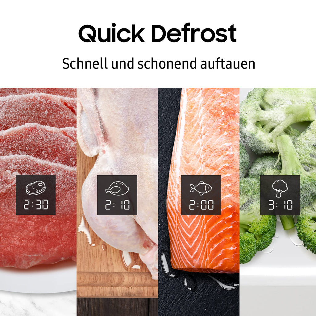 Samsung MS23DG4504AGE1 Solo-Mikrowelle ohne Grill, 23 l, 800 W, Home Dessert, Quick Defrost, Healthy Cooking, Warmhaltefunktion, Schwarz Edelstahl